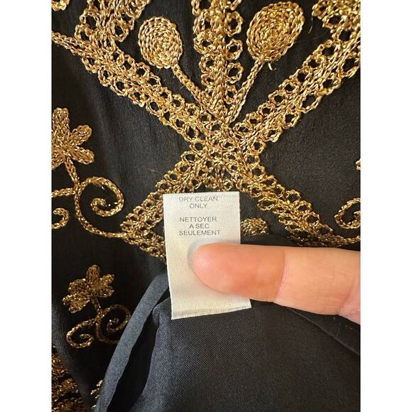 Vintage Y2K Womens Nanette Lepore Silk Black Gold Brocade Whimsigoth Size 4 - Picture 5 of 7